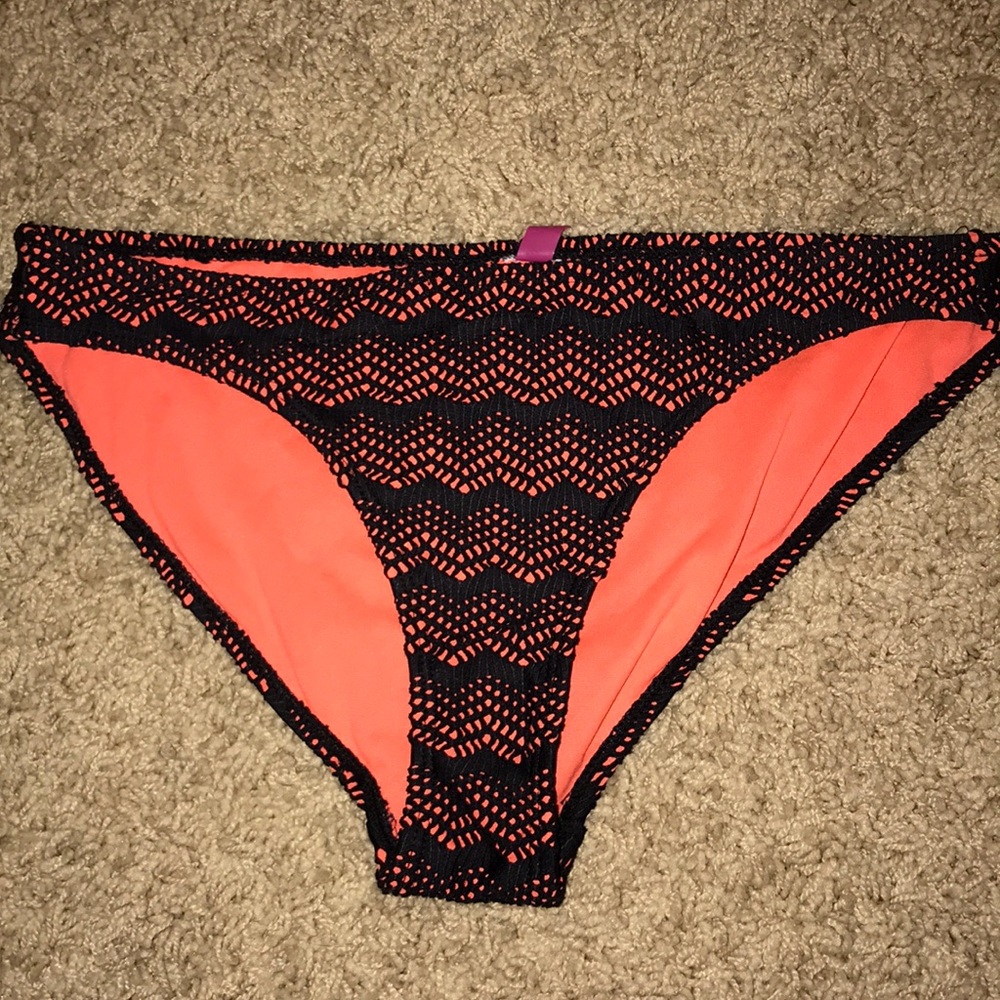 Black and coral lace bikini bottoms